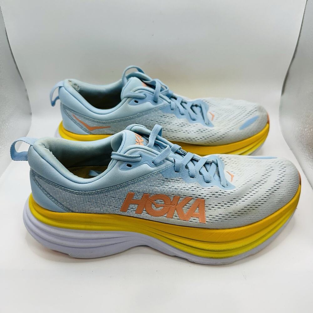 Hoka One One Bondi 8 ‘Blue Summer Song Country Air’ Women's Shoes Size 9 (B) EUC - Picture 2 of 9